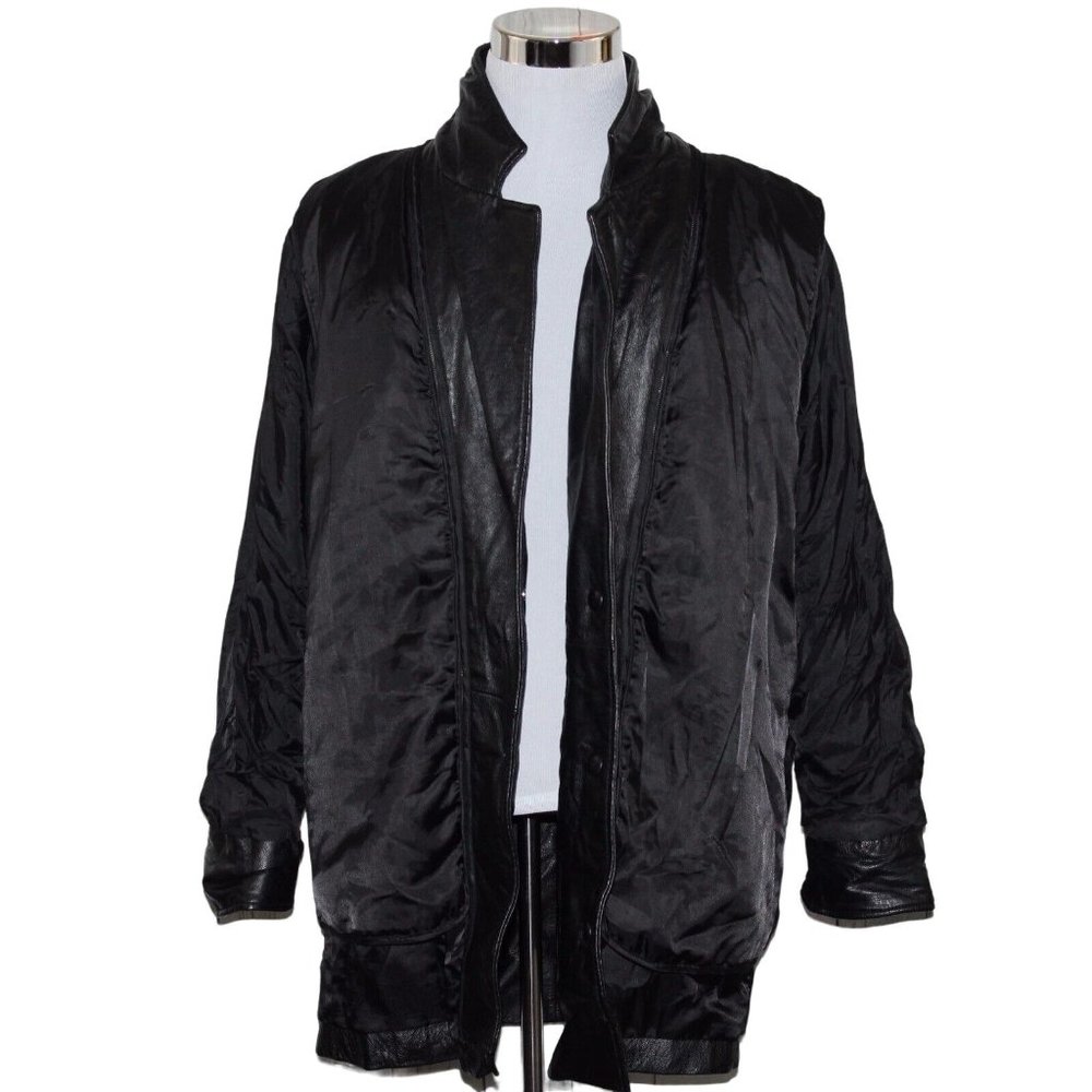 Wilson's Thinsulate 3M XL Insulated 3 Button Snap Black 100% Leather Jacket Coat - Picture 4 of 11